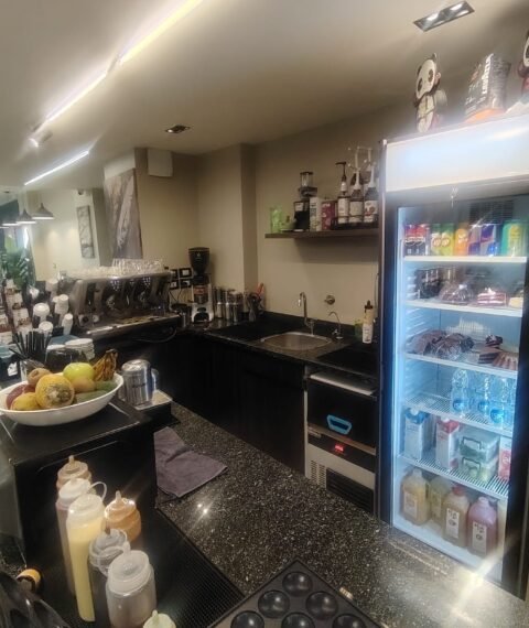 Kitchen and bar area inside Inspire Workspace & Café in Egypt